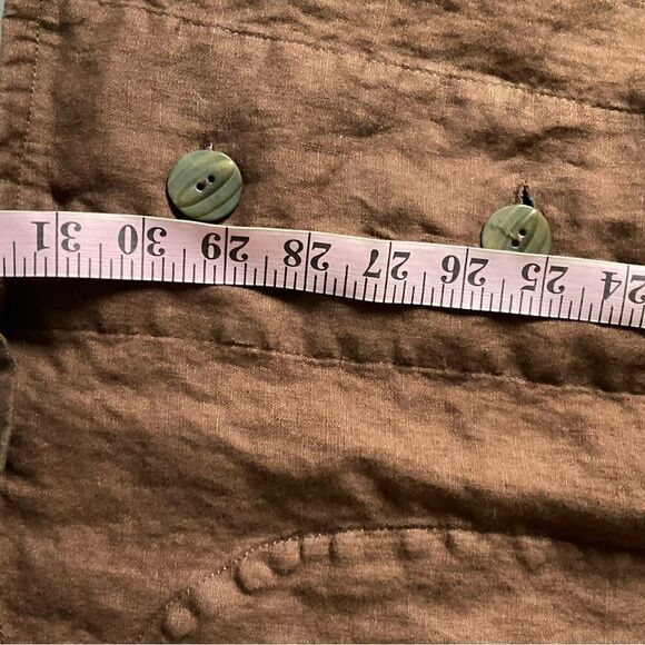 FLAX Designs Linen Jacket Brown‎ Contrast Cuff M - Picture 12 of 16